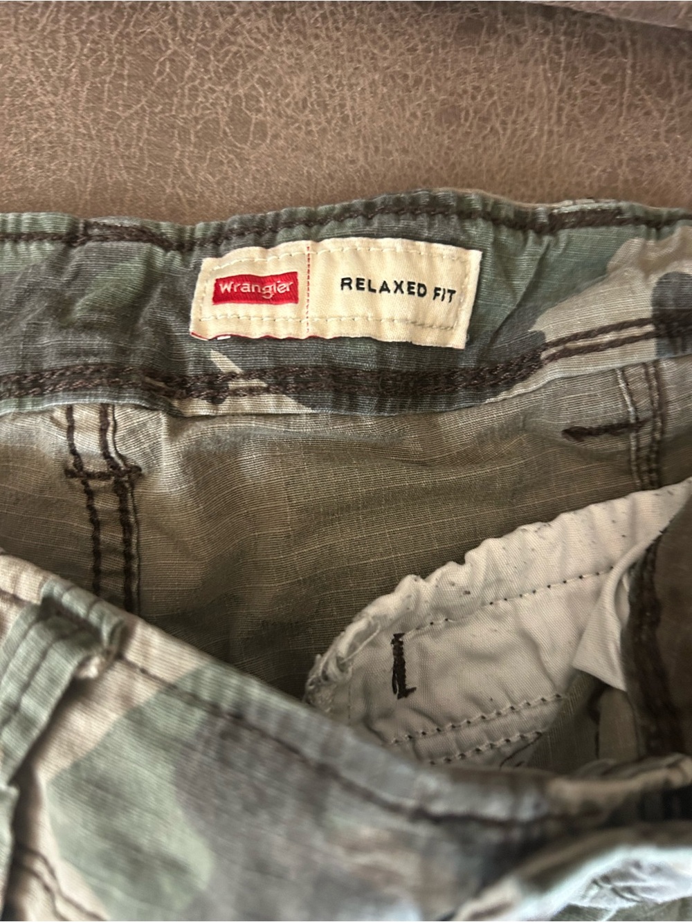 Men's Wrangler Camo Cargo Shorts - Green Camouflage 34 - Picture 4 of 7